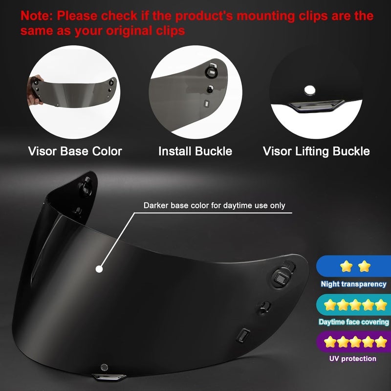 psler Icon Ic04 Visor - Icon Ic-04 Airframe Pro/Airmada/Airform Visor Motorcycle Helmet Tinted Visor UV Protection Face Shield Replacement for Ic04,Deep Smoke - Image 4